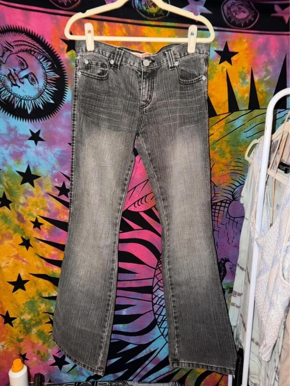 Dark Grey Vintage Low Rise Distressed Flare Zara TRF Jeans